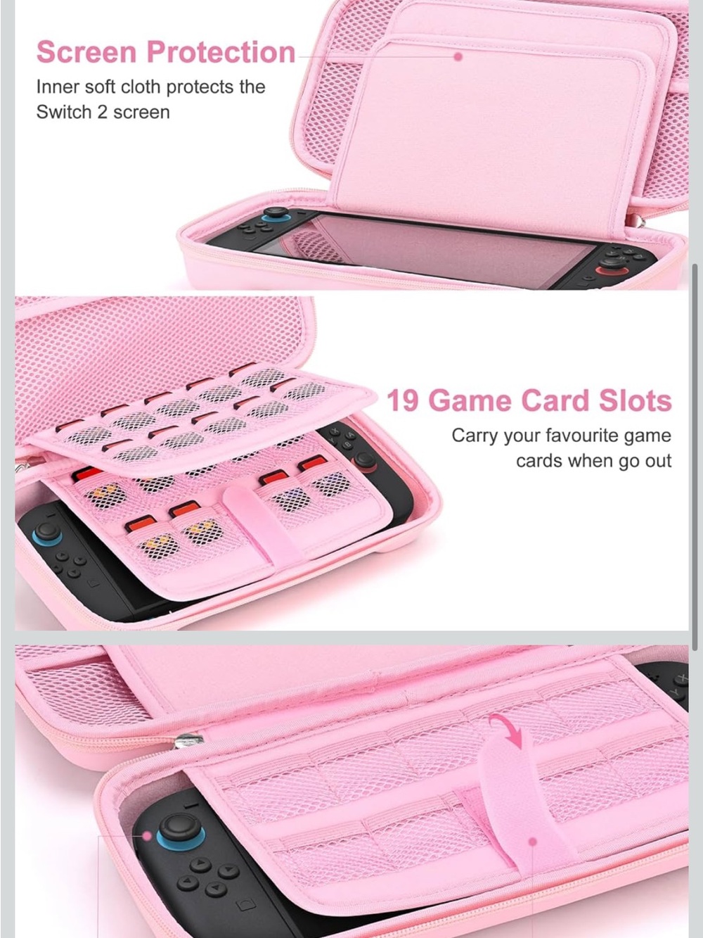 Pink Carry Case Bundle Compatible with Switch 2 (2025) - Picture 5 of 11